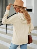 Wholesale Solid Color Hooded Button Loose Sweatshirt