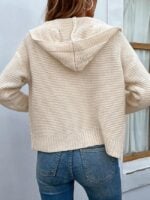 Wholesale Solid Color Hooded Cable Cardigan