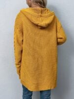 Wholesale Solid Color Hooded Twist-Knit Cardigan