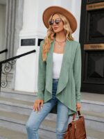 Wholesale Solid Color Irregular Knit Cardigan