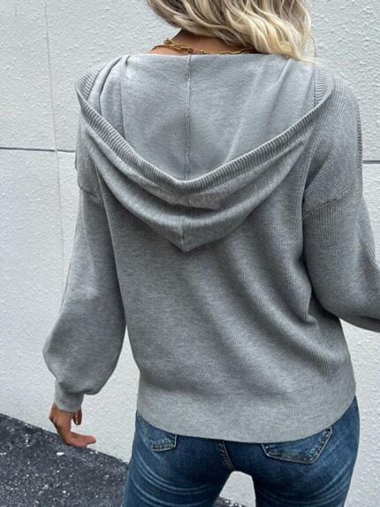 Wholesale Solid Color Knit Hooded Sweater