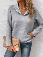 Wholesale Solid Color Long Sleeve Pocket Sweatshirt