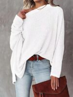 Wholesale Solid Color Slanted Collar Long Sleeved T-shirt