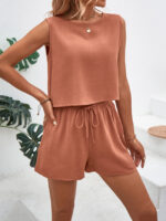 Wholesale Solid Color Sleeveless Causal Two Piece Set