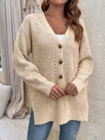 Wholesale Solid Color Slit Hollow Cardigan