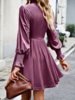 Wholesale Solid Color Velvet Turtleneck Dress