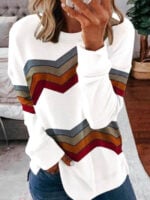 Wholesale Striped Color Block Long Sleeve Top