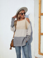 Wholesale Striped Off-the-shoulder Loose Sweater