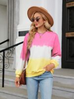 Wholesale Tie-Dye Contrasting Crew Neck Sweatshirt