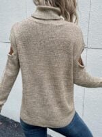 Wholesale Turtleneck Long Sleeve Cutout Sweater