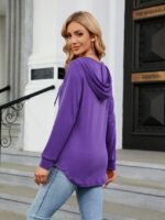 Wholesale V Neck Button Long Sleeve Hoodie