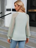 Wholesale V Neck Lace Long Sleeve T-shirt