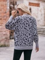 Wholesale V Neck Leopard Pullover Sweater