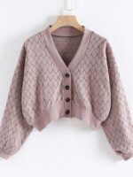 Wholesale V Neck Long Sleeve Cropped Cardigan