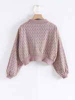 Wholesale V Neck Long Sleeve Cropped Cardigan