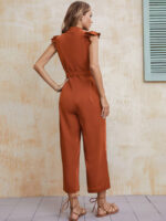 Wholesale V Neck Sleeveless High Waist Jumpsuit