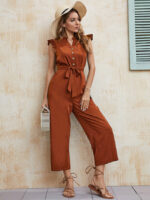 Wholesale V Neck Sleeveless High Waist Jumpsuit