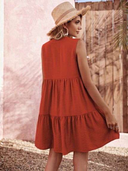 Wholesale V Neck Sleeveless Layered Dress