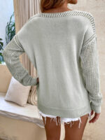 Wholesale V-neck Hollow Long Sleeved Casual Sweater