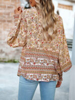 Wholesale Bohemian Lapel Puff Sleeve Shirt