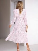 Wholesale Casual Floral V-neck Long Sleeved Dress