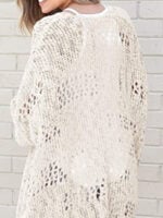 Wholesale Casual Hollow Long Sleeve Knit Cardigan