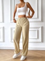 Wholesale Casual Solid Color Elastic Waist Pants