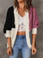 Wholesale Color Block Casual Knit Cardigan