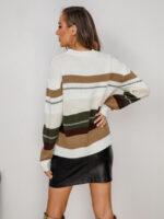 Wholesale Color Block Stripe Long Sleeve Sweater