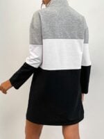 Wholesale Contrast Color Half Zipper Sweatshirt Dress