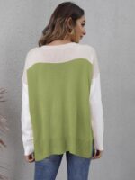 Wholesale Contrast Color Panel Pullover Loose Sweater