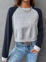 Wholesale Contrasting Color Cropped Sweatshirt