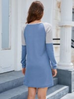 Wholesale Contrasting Color Long Sleeved Casual Dress