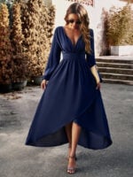 Wholesale Deep V Neck Irregular Hem Dress