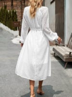 Wholesale Elegant Jacquard Puff Sleeve Dress