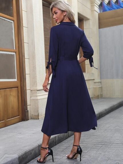 Wholesale Elegant Lapel Slit Shirt Dress