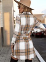 Wholesale Elegant Plaid Lapel Tie Dress