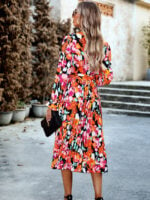 Wholesale Fashion Print Ruffle Sleeve Dress