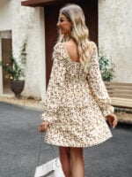 Wholesale Floral Off-Shoulder Ruffle Sleeve Layered Dress