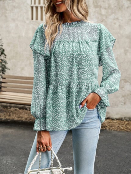 Wholesale Floral Ruffle Casual Blouse