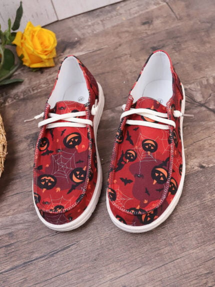 Wholesale Halloween Elements Print Casual Flats