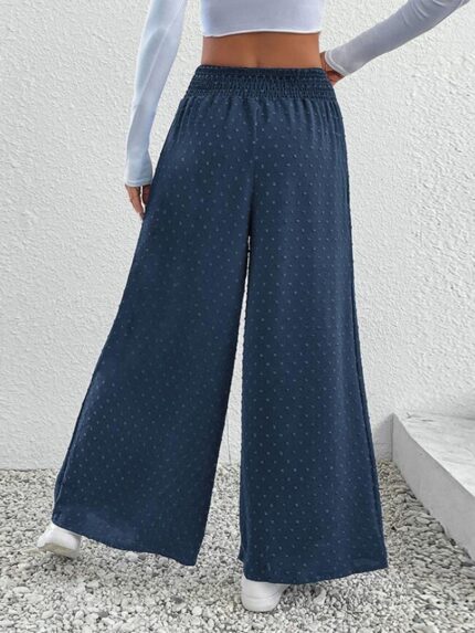 Wholesale Jacquard Elastic Waist Casual Wide-Leg Pants