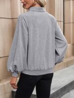 Wholesale Lapel Button Puff Sleeve Sweatshirt