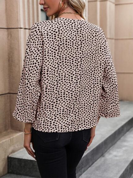 Wholesale Leopard Long Sleeve Casual Blouse