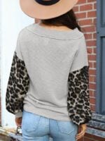 Wholesale Leopard Print Color Block V-Neck Top