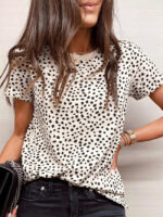 Wholesale Leopard Print Round Neck Short Sleeve T-Shirt