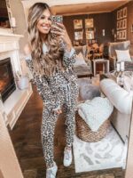 Wholesale Leopard Print V-Neck Loungewear