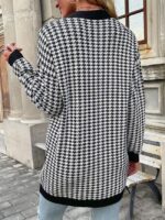 Wholesale Long Sleeve Plaid Sweater Cardigan