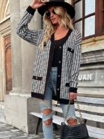 Wholesale Long Sleeve Plaid Sweater Cardigan