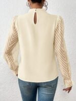 Wholesale Mock Neck Chiffon Long Sleeve Blouse